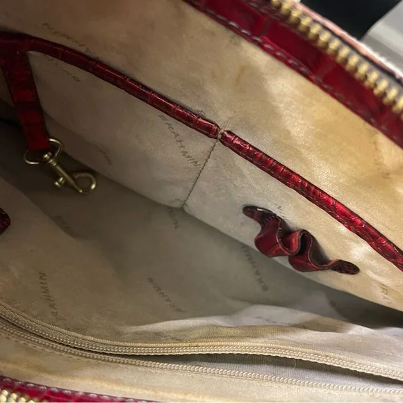 Brahmin Red and Brown Embossed Croc Crossbody Bag - Picture 7 of 7